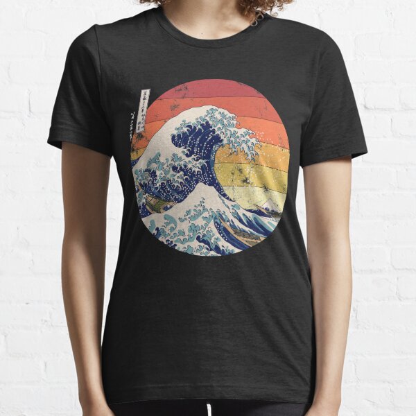 The Great Wave Kanagawa Hokusai Japanese Retro Essential T-Shirt