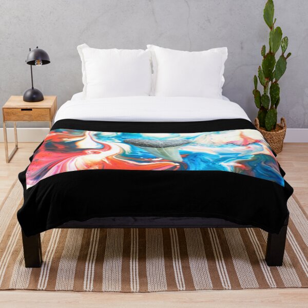 Item preview, Glossy Red, White, and Blue Shark Tooth Fossil Paint Swirl Print designed and sold by AtlanticFossils.