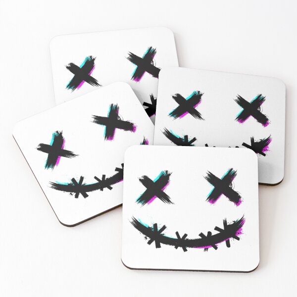 Item preview, Crazy Scary Brush Stroke Smile with Glitch Effect Face Black Purple Blue designed and sold by WearWolfDesigns.