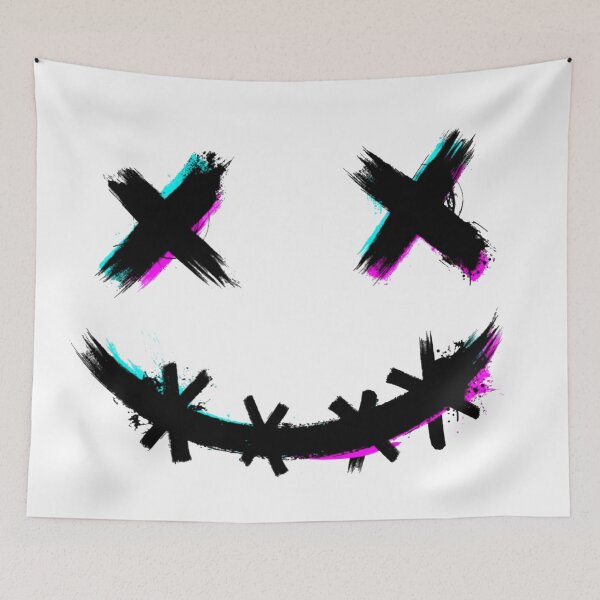 Item preview, Crazy Scary Brush Stroke Smile with Glitch Effect Face Black Purple Blue designed and sold by WearWolfDesigns.