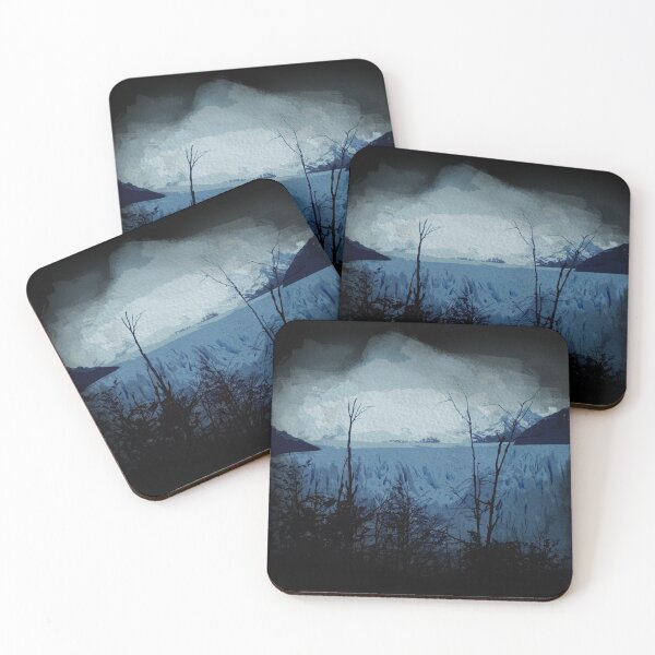 Item preview, Landscape of Patagonia Argentina in watercolor and black background designed and sold by FDbubble1986.