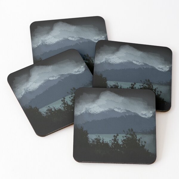 Item preview, Landscape of Patagonia Argentina in watercolor and black background designed and sold by FDbubble1986.