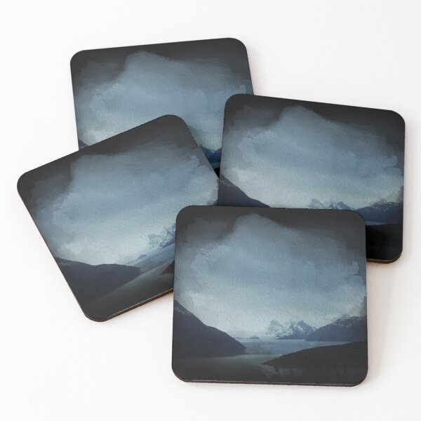 Item preview, Landscape of Patagonia Argentina in watercolor and black background designed and sold by FDbubble1986.