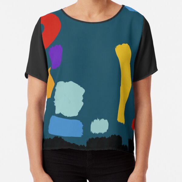 Painting Sea Blue Chiffon Top