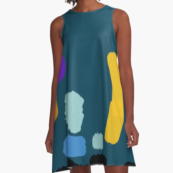 Painting Sea Blue A-Line Dress