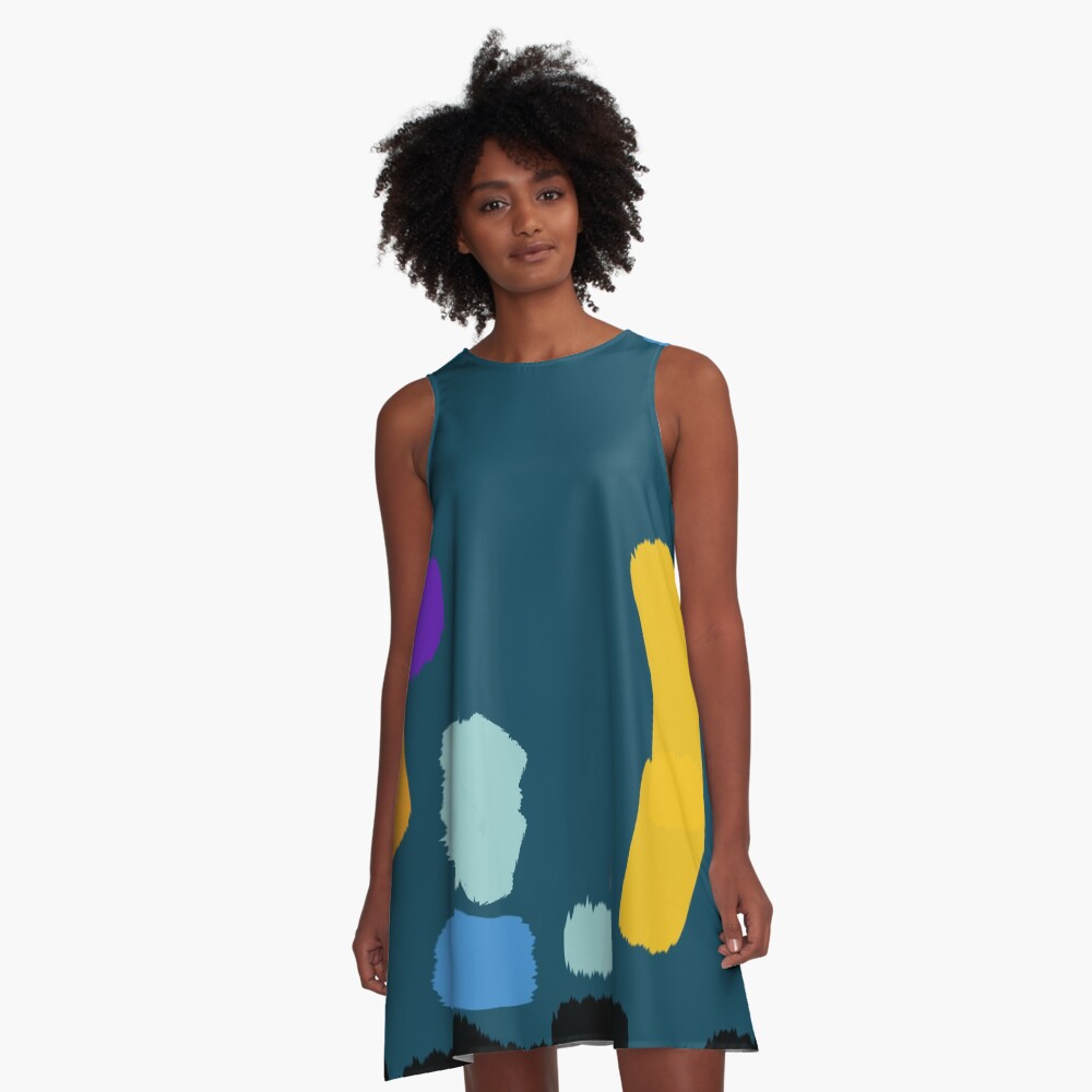Painting Sea Blue A-Line Dress
