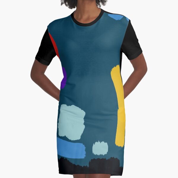 Painting Sea Blue Graphic T-Shirt Dress