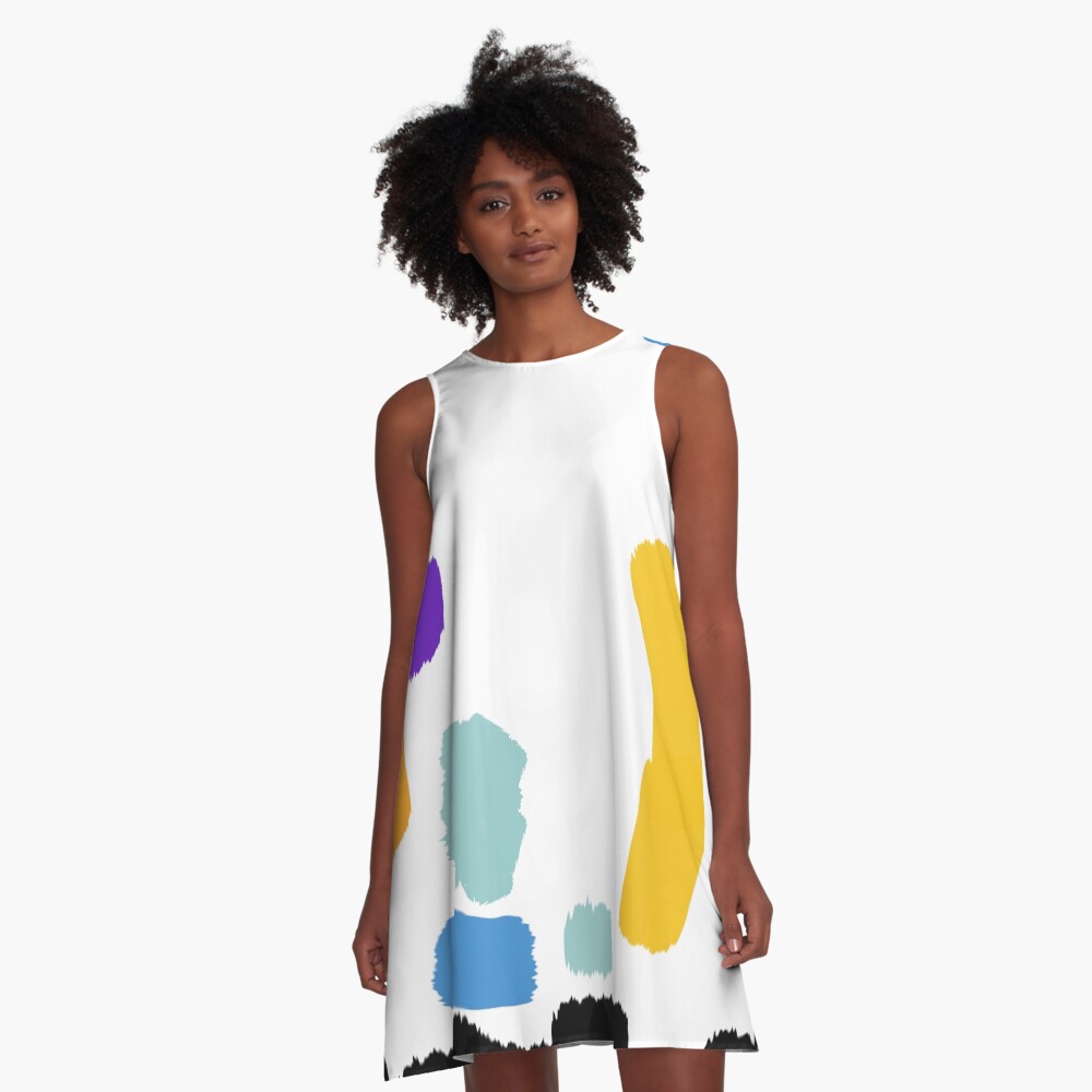 Painting Deep White A-Line Dress