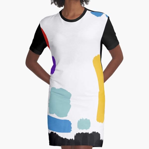 Painting Deep White Graphic T-Shirt Dress