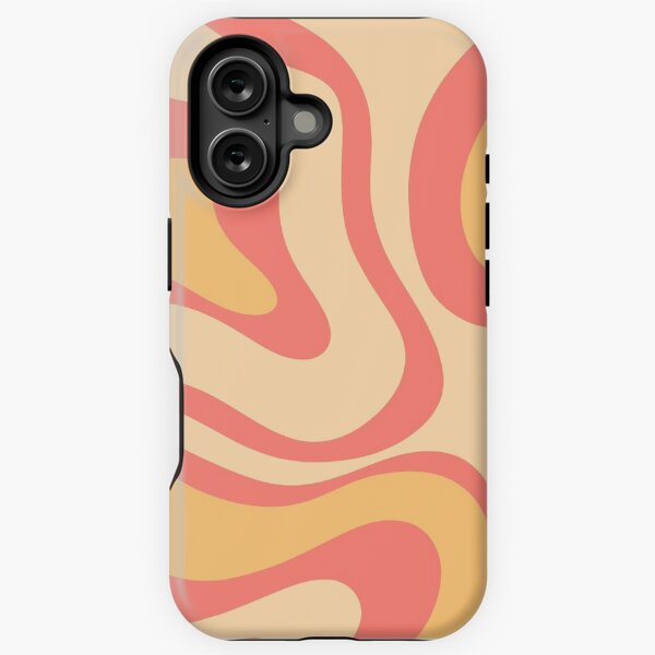 Item preview, Retro Modern Liquid Swirl Abstract Pattern Square Coral Pink and Soft Yellow designed and sold by kierkegaard.