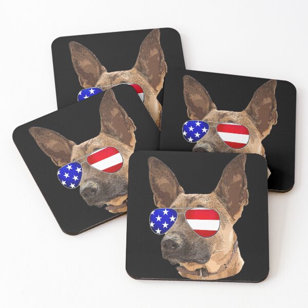 Item preview, Belgian Malinois Dog with USA American flag designed and sold by LbentaChard.