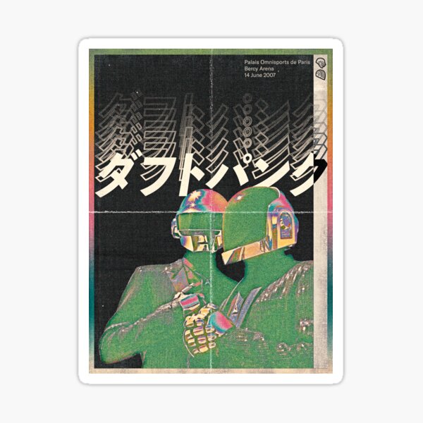 Neon Daft Punk Japanese Style Sticker