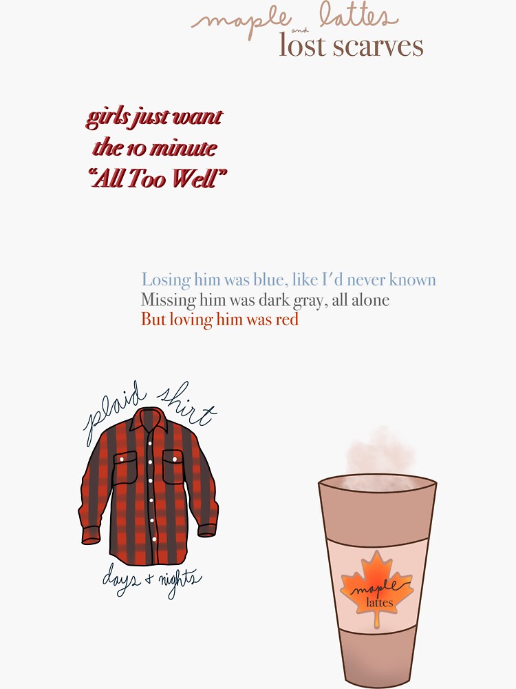 All Too Well Taylor Swift Sticker Pack (Red - Taylor's Version) Sticker  for Sale by Mayme