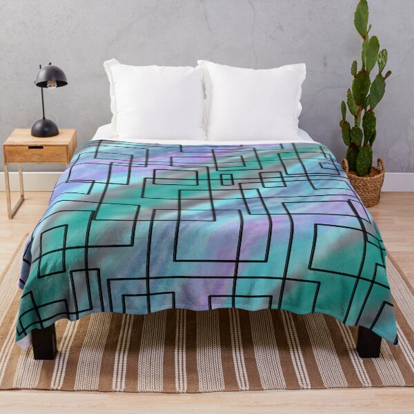 Item preview, Abstract Geometric blue purple rectangles  designed and sold by SoniasArtwork.