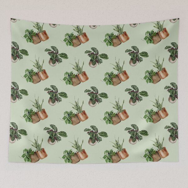 Item preview, Prayer Plant Snake Plant Houseplant Light Green Love Nature Pattern designed and sold by travellb.