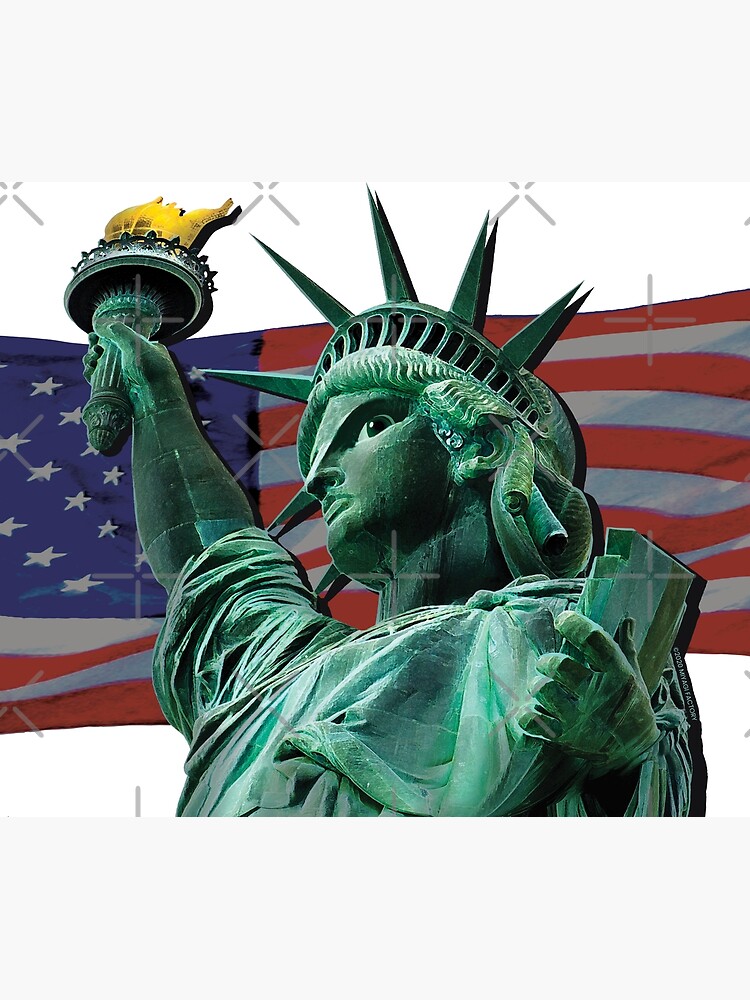 Sticker Mural statue de la liberté drapeau américain - Autocollant  Intérieur statue de la liberté drapeau américain