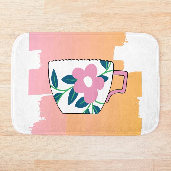 Item preview, Floral teacup on brushstroke gradient designed and sold by Makicalgui.