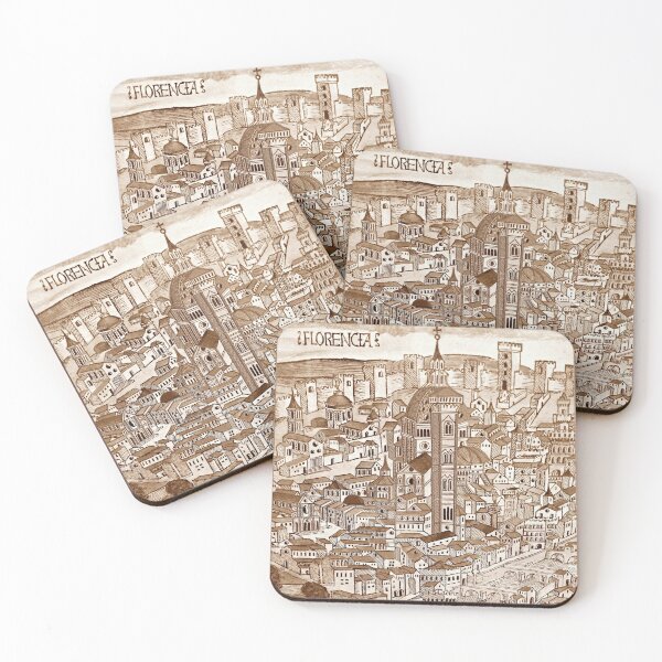 Item preview, Florencia Sepia 1493 !5th Century Woodcut Antique Map of Florence Italy designed and sold by EmperorsAnTeeks.