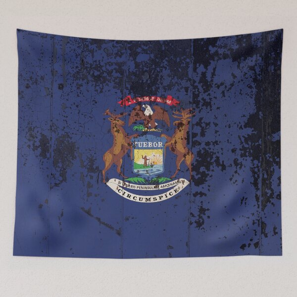 Item preview, Michigan Flag Rustic designed and sold by TRowanDesign.