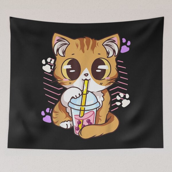 Item preview, Cute Kawaii Cat Boba Bubble Milk Tea Anime Kitten designed and sold by miriamee.