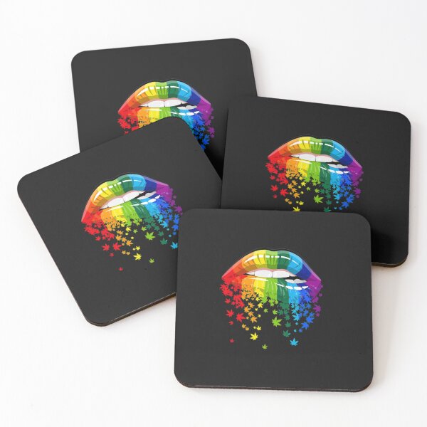 Artikelvorschau, Gay Pride T-ShirtTropfende Regenbogenlippen Weed Pot Leaf Marihuana entworfen und verkauft von TarinFlem.