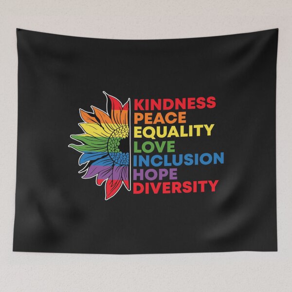 Item preview, Kindness Peace Equality Love Inclusion Gay Pride Sunflower designed and sold by miriamee.