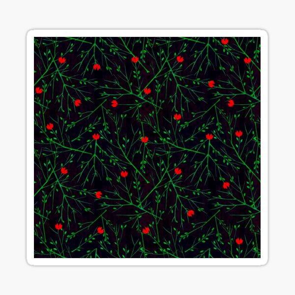 Item preview, Red flower green leaves floral pattern  designed and sold by Rajeev  Singh.