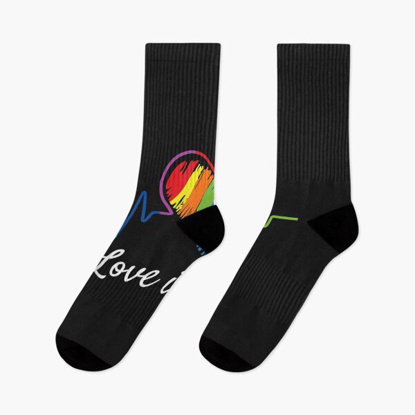Item preview, Love is Love Heartbeat Rainbow LGBT Gay Pride designed and sold by miriamee.