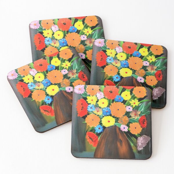 Item preview, Some lovely bright mixed flowers in a metallic bronze  designed and sold by kkartwork.