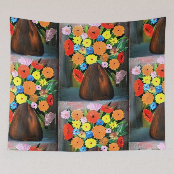 Aperçu de l'œuvre Quelques belles fleurs mélangées lumineuses dans un bronze métallique créée et vendue par kkartwork.