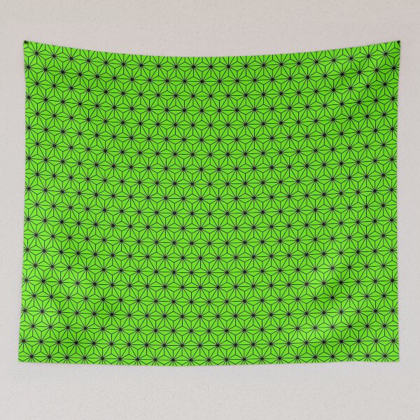 Item preview, Bright Green White Asanoha - Japanese Traditional Pattern designed and sold by KinitaDesign.