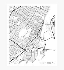 Montreal Map, Canada - Black and White Photographic Print