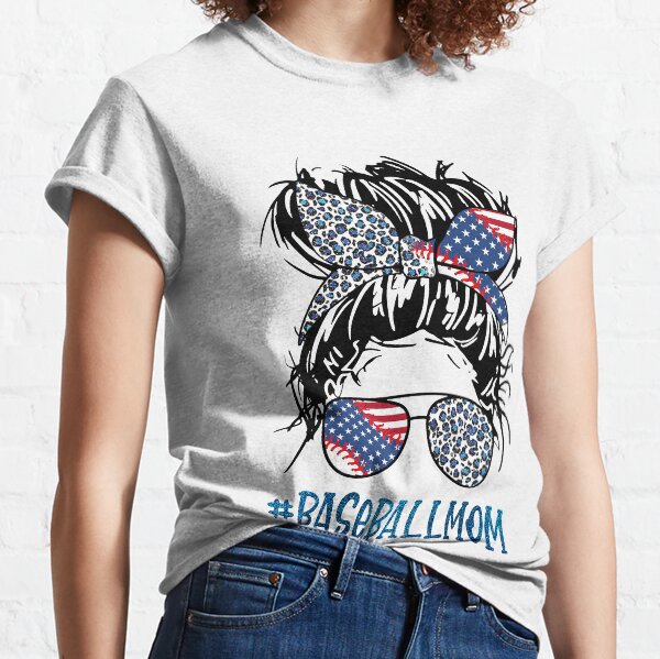 Baseballmom Leopard Messy Hair Glasses Mother_s Day Classic T-Shirt
