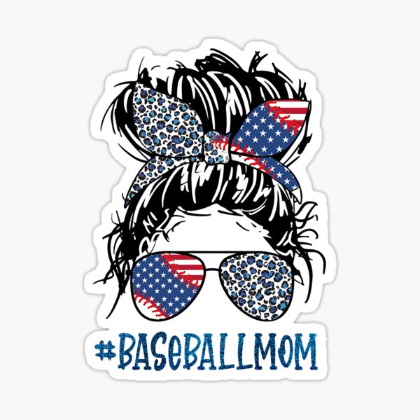 Baseballmom Leopard Messy Hair Glasses Mother_s Day  Sticker