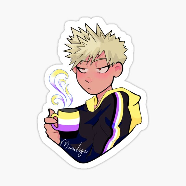nonbinary Pride Bakugou coffee Sticker