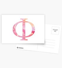 Pink Phi Watercolor Letter Postcards