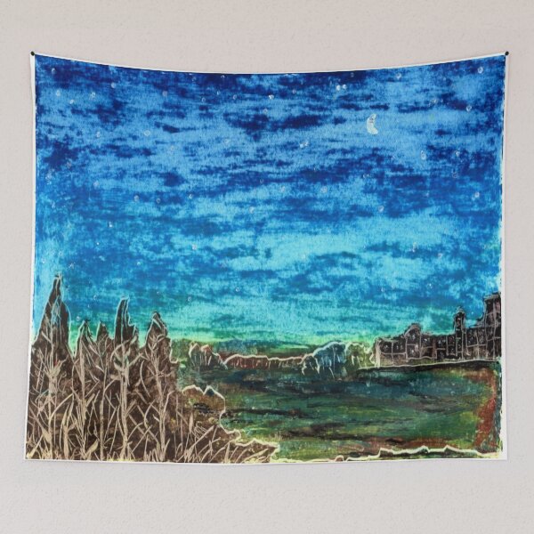 Item preview, Suburban Serene Night Nature Landscape Pastel Painting designed and sold by OnigiriDoctor.