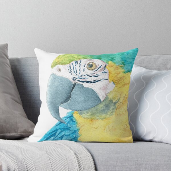 Item preview, blue and gold macaw - watercolor parrot portrait designed and sold by L'Atelier Oranjade.
