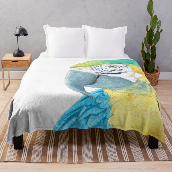 Item preview, blue and gold macaw - watercolor parrot portrait designed and sold by L'Atelier Oranjade.