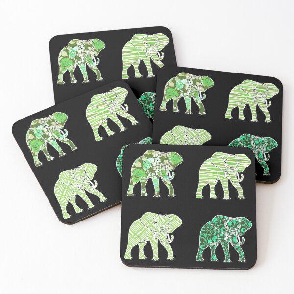 Item preview, green pattern elephant sticker pack designed and sold by wildcatt101.