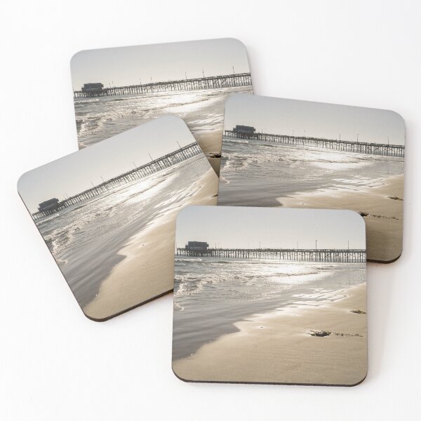 Item preview, Glossy Gold Beach Vibe - Sunshiny Newport Beach Pier Orange County California designed and sold by Georgia Mizuleva.