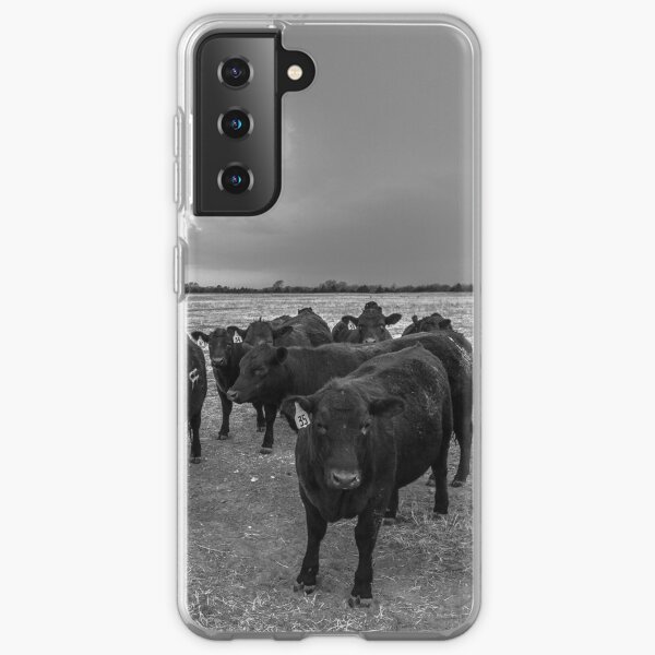 Hanging Out - Angus Cows Gather as Storm Brews in Kansas Samsung Galaxy Soft Case