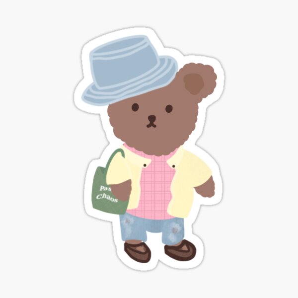 Aesthetic bear with tote bag Sticker