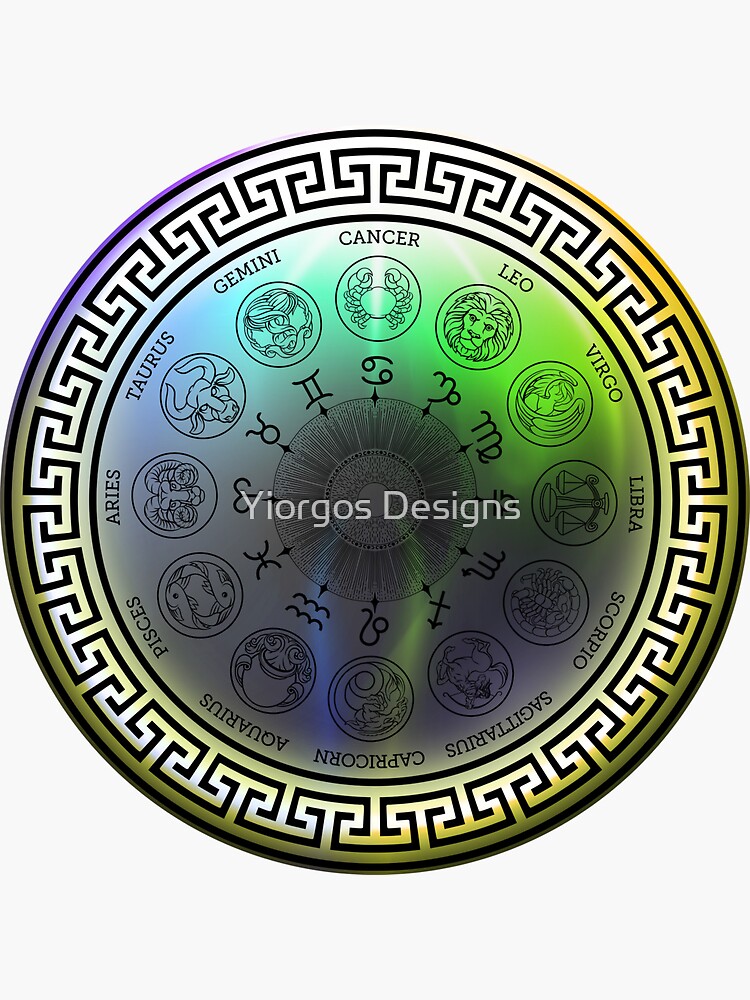 Astrological Zodiac Horoscope Greek Key Sticker