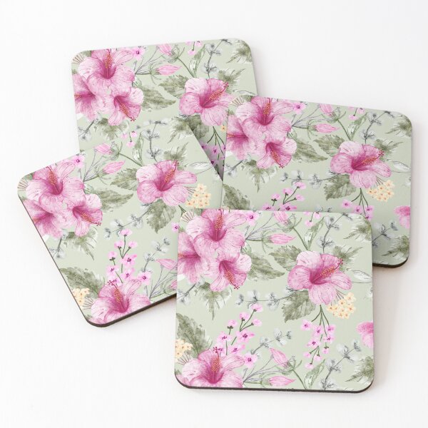Item preview, Shabby Chic Watercolor Hibiscus Pattern designed and sold by nouveaudecor.