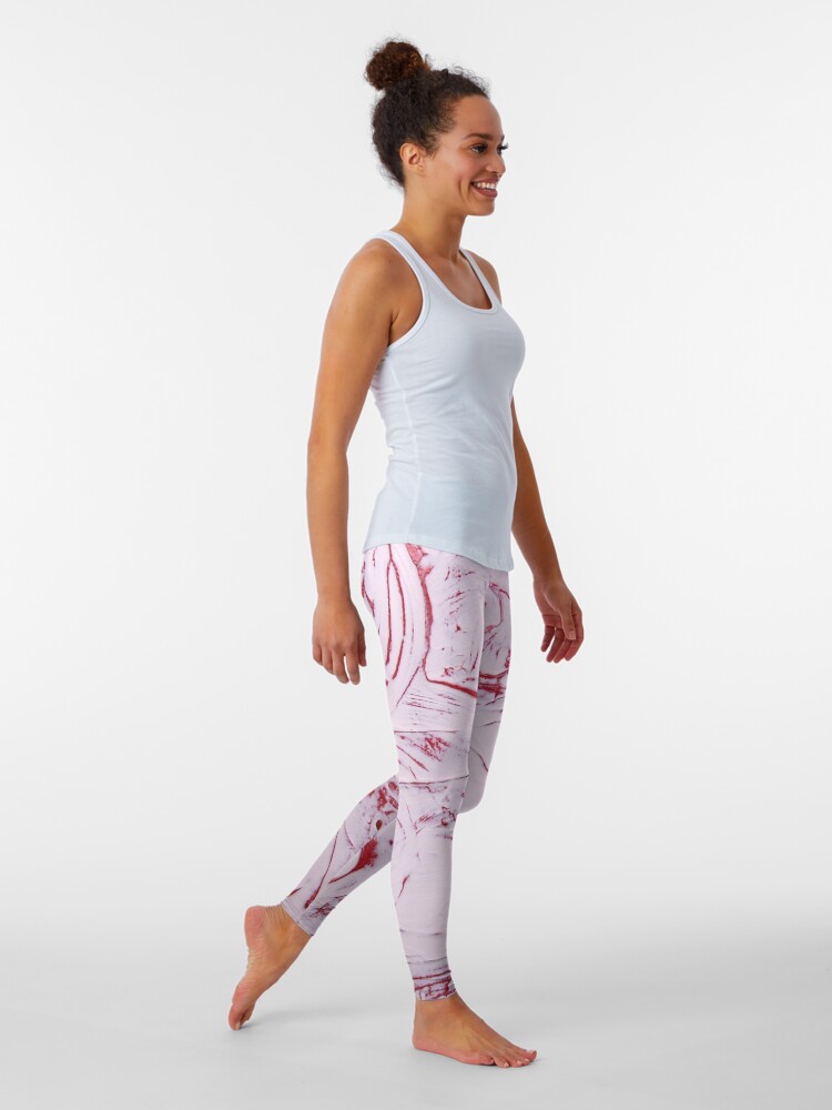 Alternate view of Red and White Color Leggings
