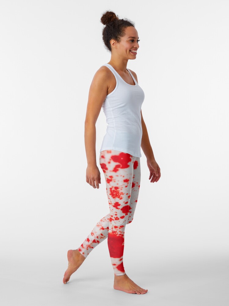 Alternate view of Red and White Color Leggings
