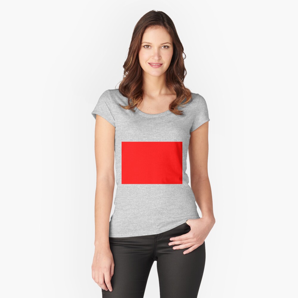 Solid Red Color Fitted Scoop T-Shirt