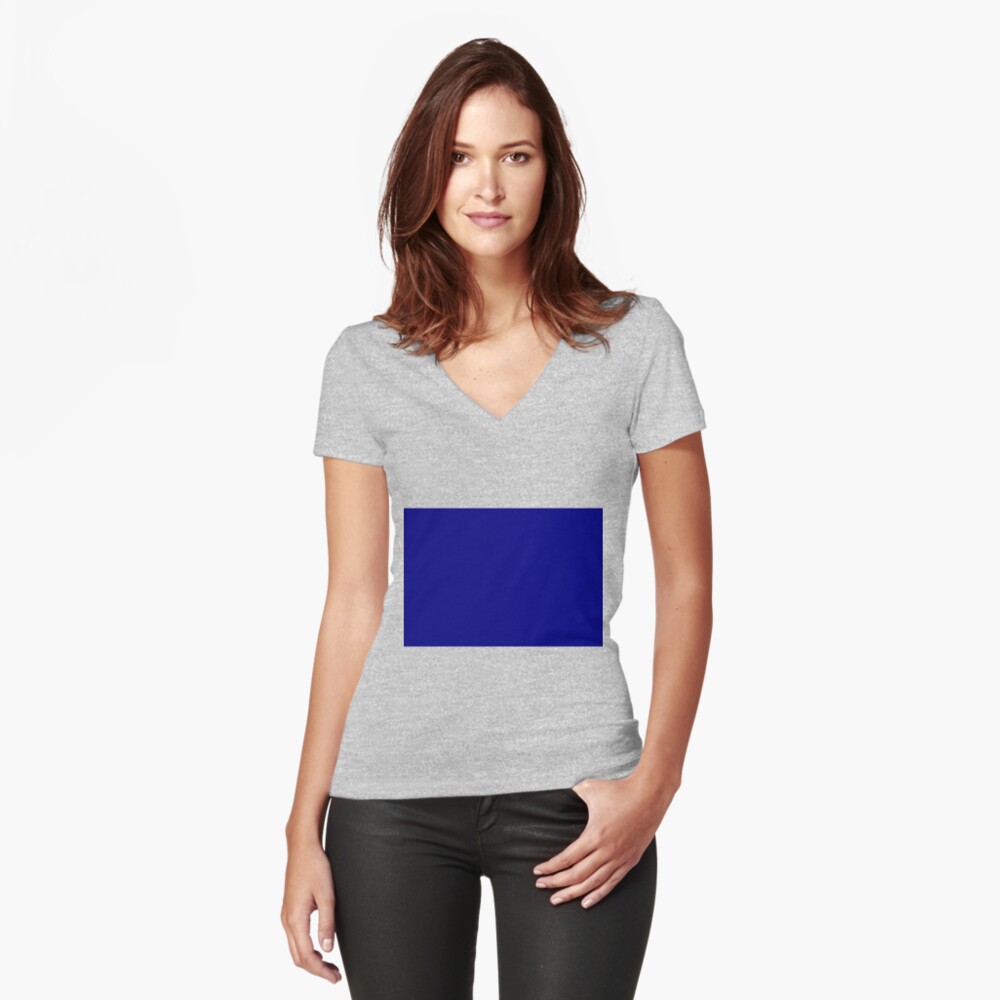 Solid Navy Color Fitted V-Neck T-Shirt
