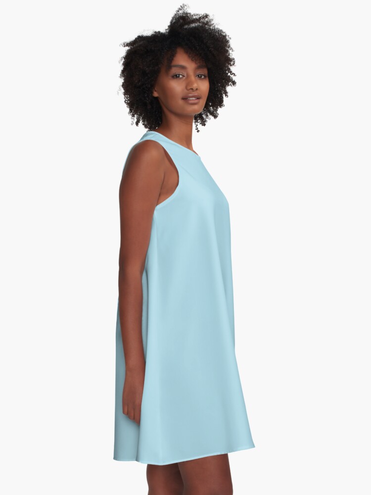 Alternate view of Color Light Blue Solid A-Line Dress